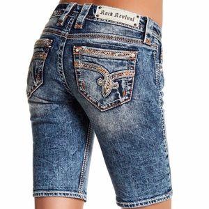 Rock Revival Bermuda Jean Shorts 28 29 30 31 32